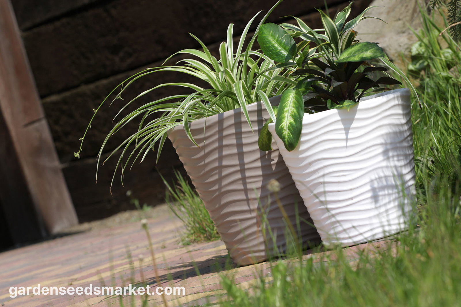 Runder Blumentopf - Wave - 35 cm - Wei -  Garden Seeds Market |  Kostenloser Versand