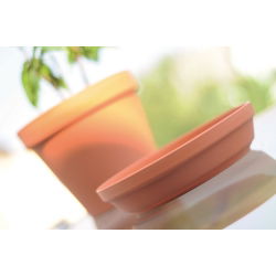 Vaso semplice "Glinka" ø 15 cm con piattino - color terracotta - 
