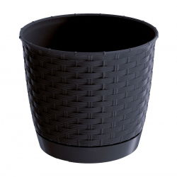 Pot bunga pusaran dengan piring - Ratolla - 14,5 cm - Anthracite - 