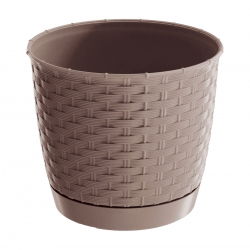 Pot bunga pusingan dengan piring - Ratolla - 14,5 cm - Mocca - 