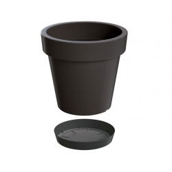 "Lofly" ümmargune kerge taimepott alustassiga - 20 cm - antratsiithall - 