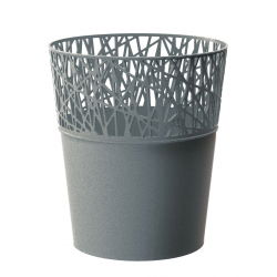 Apvalus gėlių vazonas su nėriniais - 18 cm - Miestas - akmens pilka - 