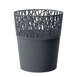 Vaso di fiori rotondo con pizzo - 16 cm - Città - Grafite - 