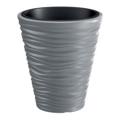 Vaso di fiori rotondo - Sabbia - 34,5 cm - Grigio pietra - 