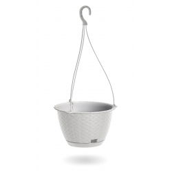 Vas de flori agățat cu farfurie - Ratolla - 24 cm - Alb - 