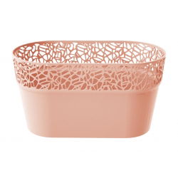 Oală cu flori lungi cu dantelă - 27,5 x 14,5 cm - Naturo - Piersic - 