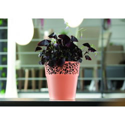 Rund blomsterpotte med blonder - 17,5 cm - Naturo - Mocca - 