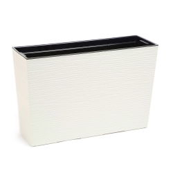 Fioriera / fioriera "Werbena" - 19 x 56 cm - cesellata, bianco crema - 