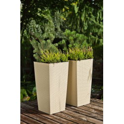 Penanam tinggi "Finezja" dengan sisipan - 40 cm - rotan cappuccino-beige - 