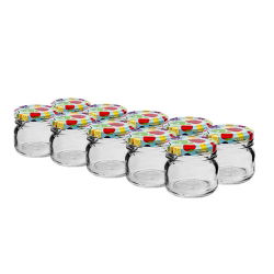 Små ornamentale 30-ml krukker med farverige låg - ø 43 mm - 10-delt sæt - 