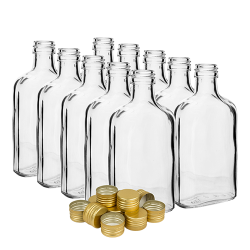 Likörflaska med "höftkolv" med förgängade kapslar - 200 ml - 10 st - 