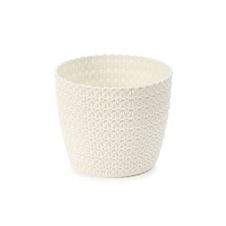 Kućište okruglog lonca "Magnolia Jersey" - 19 cm - kremasto-bijelo - 
