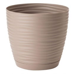 Okrugli lonac "Sahara petit" s tanjurom - 19 cm - sivo-bež - 