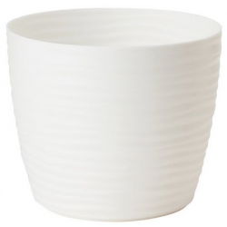 Carcasă rotundă pentru plantă "Sahara petit" - 13 cm - alb - 