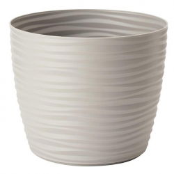 "Sahara petit" round plant pot casing - 11 cm - light grey