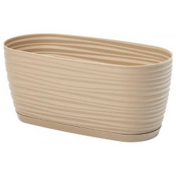 "Sahara petit" dugačak biljni lonac s pladnjem - 27 x 13 cm - kavana latte - 