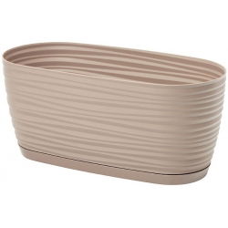 "Sahara petit" dugačak biljni lonac s pladnjem - 27 x 13 cm - sivo-bež - 