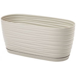"Sahara petit" dugačak biljni lonac s pladnjem - 27 x 13 cm - svijetlosiva - 