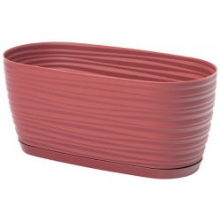 "Sahara petit" dugačak biljni lonac s pladnjem - 27 x 13 cm - marsala - 