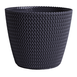 Vaso rotondo "Splofy" imitazione vimini - 16 cm - grigio antracite - 
