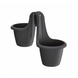 "Respana Twins" two-sided railing-mounted plant pot - anthracite-grey