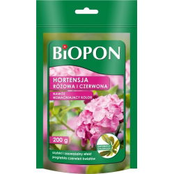 Hnojivo zvyšujúce farbu pre červené a ružové hortenzie - BIOPON® - 200 g - 