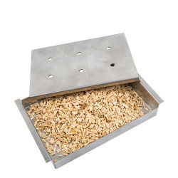 Rygning / grill sæt - Røggenerator til rygning af flis - 17 x 11 x 3 cm + 8 slags træ rygerflis - 