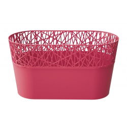 Pikk lillepott pitsiga - 28,5 x 13,5 cm - linn - Rapsberry - 