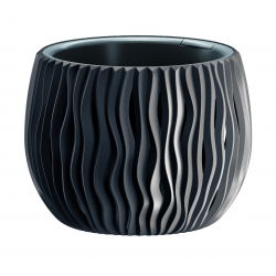 "Sandy Bowl" rund växtpot med insats - 18 cm - antracitgrå - 