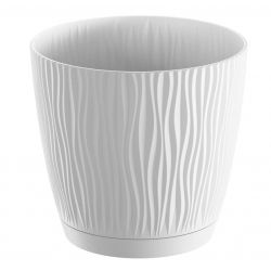 Oală rotundă „Sandy P” cu o farfurie - 11 cm - alb - 
