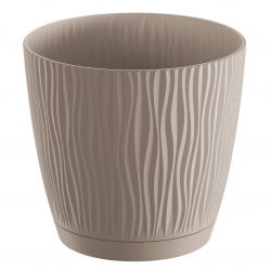Oală rotundă „Sandy P” cu o farfurie - 11 cm - maro-mocha - 