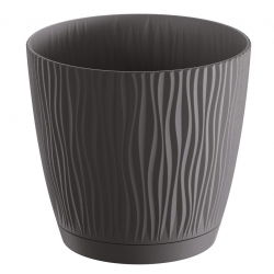 Oală rotundă „Sandy P” cu o farfurie - 11 cm - gri antracit - 