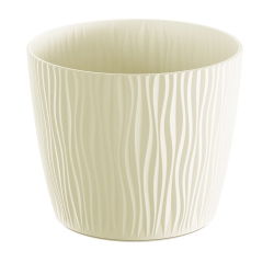 Plantador redondo "Sandy" - 13 cm - branco-creme - 