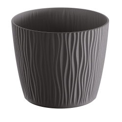 Plantador redondo "Sandy" - 13 cm - cinza antracite - 
