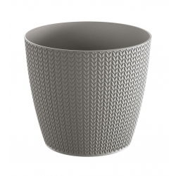Maceta redonda "Wheaty" - 19 cm - gris piedra - 
