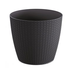 Ronde plantpot "Wheaty" - 19 cm - antracietgrijs - 