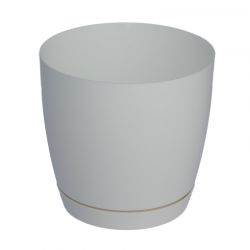 Ümmargune taimepott Toscana taldrikuga - 11 cm - valge - 
