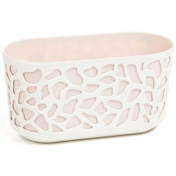Fioriera lunga "Duet" bicolore - 40 cm bianco crema / beige chiaro - 