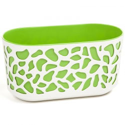 Fioriera lunga "Duet" bicolore - 40 cm bianco crema / verde chiaro - 