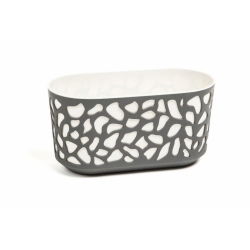 Zweifarbiger langer Blumenkasten "Duet" - 60 cm anthrazitgrau / cremeweiß - 