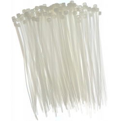 Nippusiteet, solmikoristeet, vetoketjut - 100 x 2,5 mm - valkoinen - 100 kappaletta - 