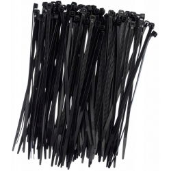 Nippusiteet, solmikoristeet, vetoketjut - 140 x 2,5 mm - musta - 100 kappaletta - 