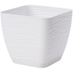 "Sahara petit" vierkante pot met een schotel - 11 cm - wit - 