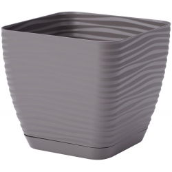 "Sahara petit" négyzet alakú edény csészealjjal - 17 cm - kőszürke - 