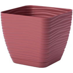 "Sahara petit" fyrkantig kruka med ett fat - 13 cm - marsala - 