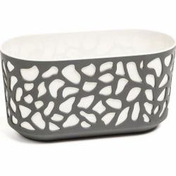 Zweifarbiger langer Blumenkasten "Duet" - 60 cm anthrazitgrau / cremeweiß - 