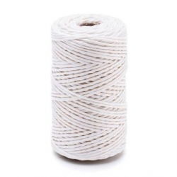 Hvid linned voksvåd tråd - 50 g / 60 m - 
