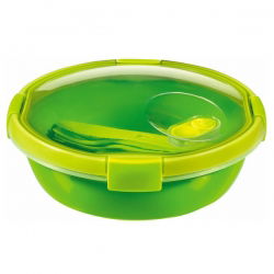 1-litrový zelený okrúhly obedový box s príbormi - Smart To Go Lunch - 