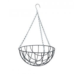 Coș de flori suspendate din sârmă - 30 cm - gri antracit - 