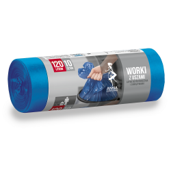 Sacos de lixo Quick Tie - azul - 120 litros - 10 pcs - LDPE - 